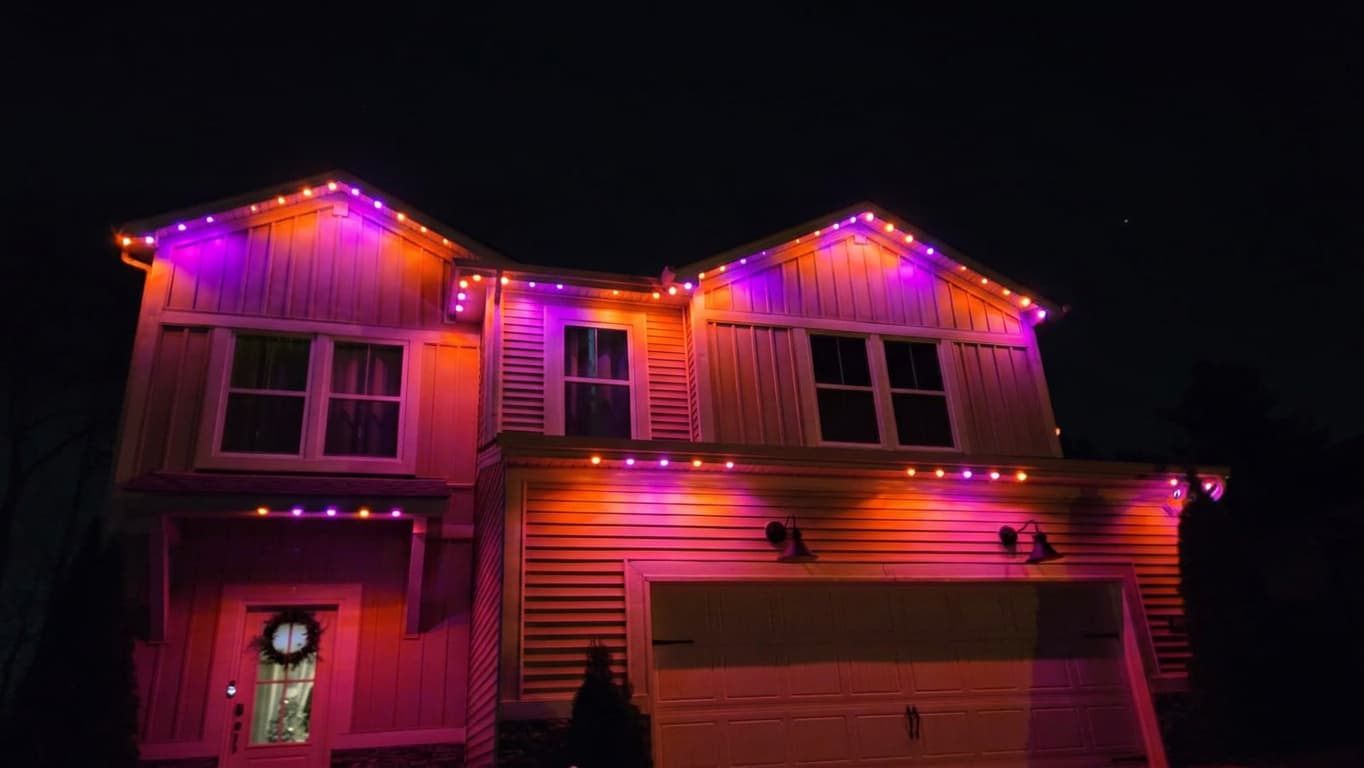 AI preview of the same house in Halloween orange and purple