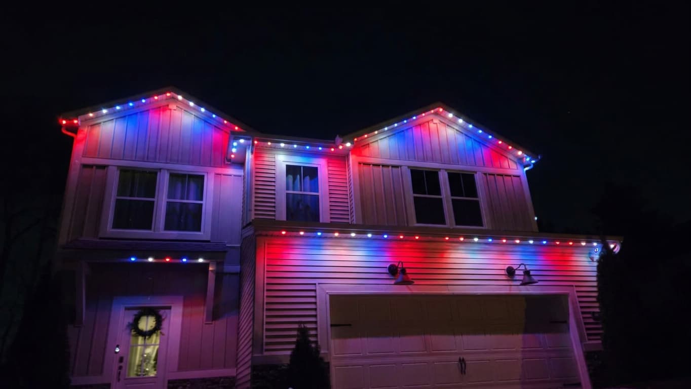 AI preview of the same house in red, white and blue